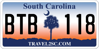 SC license plate BTB118
