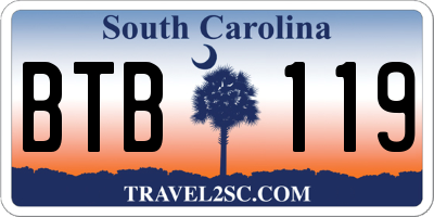 SC license plate BTB119