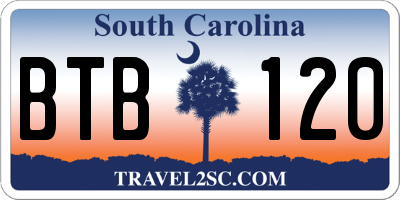 SC license plate BTB120