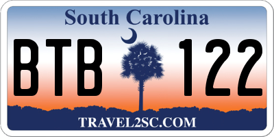 SC license plate BTB122