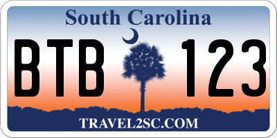 SC license plate BTB123
