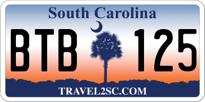 SC license plate BTB125