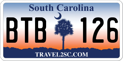 SC license plate BTB126