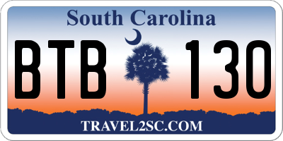 SC license plate BTB130