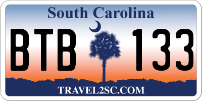 SC license plate BTB133