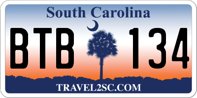 SC license plate BTB134