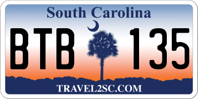 SC license plate BTB135