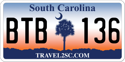SC license plate BTB136