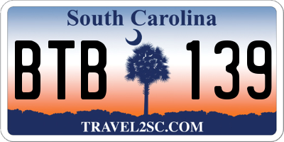 SC license plate BTB139