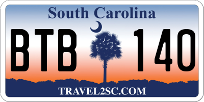 SC license plate BTB140