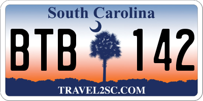 SC license plate BTB142