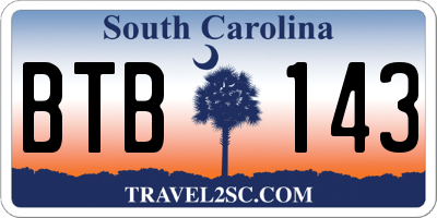 SC license plate BTB143