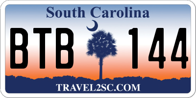 SC license plate BTB144