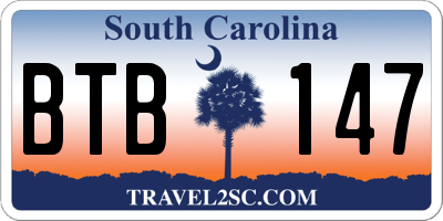SC license plate BTB147