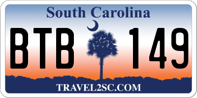 SC license plate BTB149