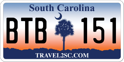 SC license plate BTB151