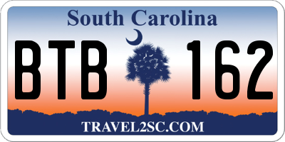 SC license plate BTB162