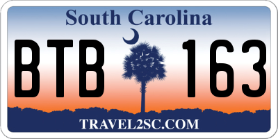 SC license plate BTB163