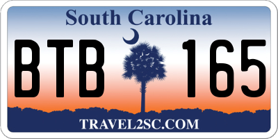SC license plate BTB165