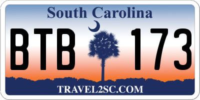 SC license plate BTB173
