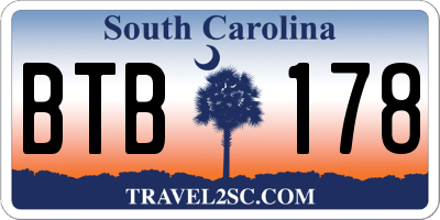 SC license plate BTB178