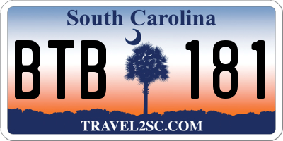 SC license plate BTB181