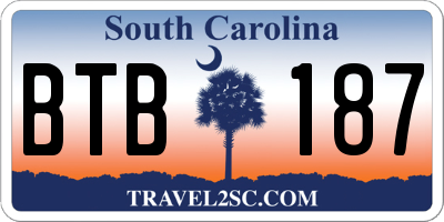 SC license plate BTB187