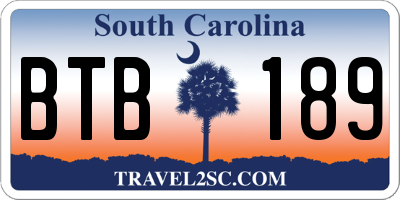 SC license plate BTB189
