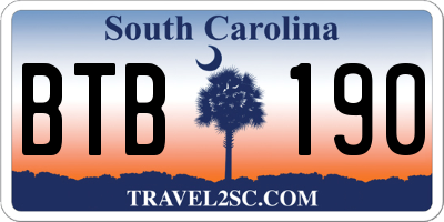SC license plate BTB190