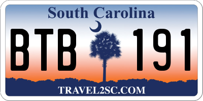 SC license plate BTB191