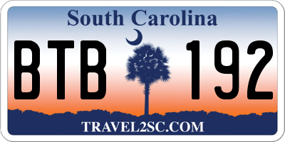 SC license plate BTB192