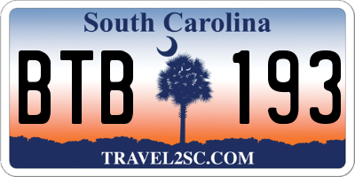 SC license plate BTB193