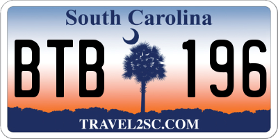 SC license plate BTB196
