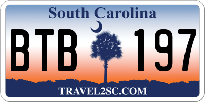 SC license plate BTB197