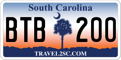 SC license plate BTB200