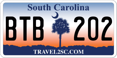 SC license plate BTB202