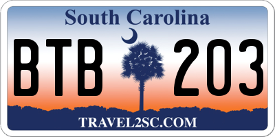 SC license plate BTB203