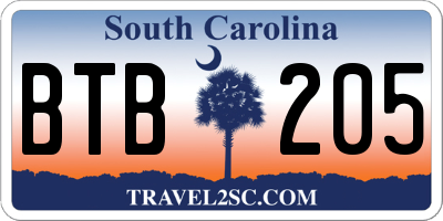 SC license plate BTB205