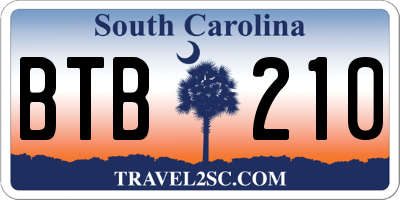 SC license plate BTB210