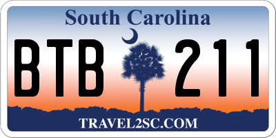 SC license plate BTB211