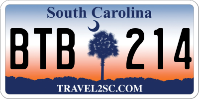 SC license plate BTB214