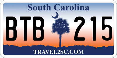 SC license plate BTB215