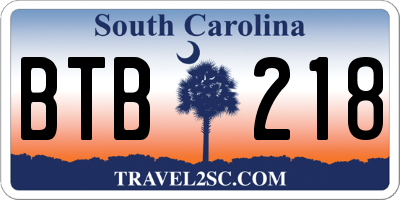 SC license plate BTB218