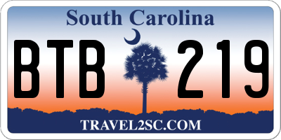SC license plate BTB219