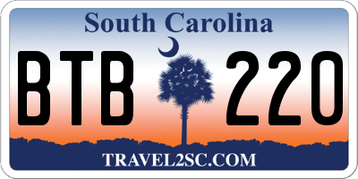 SC license plate BTB220