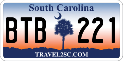 SC license plate BTB221