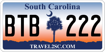 SC license plate BTB222