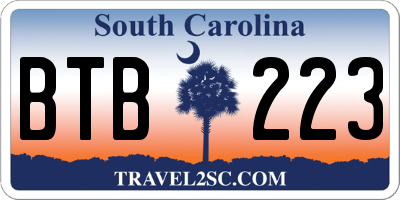SC license plate BTB223