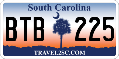 SC license plate BTB225