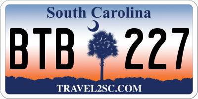 SC license plate BTB227